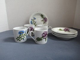 BIA Cordon Bleu set of 4 cups &amp; saucers espresso demitasse floral Caroline Vtg - $25.43