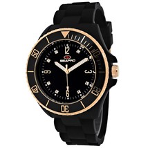 New Sea Pro SP7412 Women&#39;s Sea Bubble Glossy Black Rose Gold Silicone Link Watch - £45.79 GBP