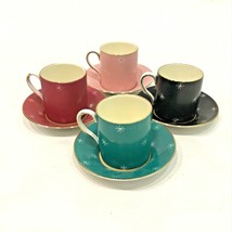 Vintage MCM Demitasse Cup &amp; Saucer Set 4 Atomic Starburst Lumming Royal ... - $41.00