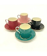 Vintage MCM Demitasse Cup &amp; Saucer Set 4 Atomic Starburst Lumming Royal ... - €35,14 EUR