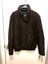 NWT Dockers Faux Suede Shearling Lined Bomber Jacket Mens Large Brown $200 MSRP - £39.88 GBP