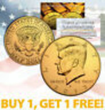 24K Gold Plated 2013 Jfk Kennedy Half Dollar Coin w/Capsule * Buy 1 Get 1 * Bogo - £10.43 GBP