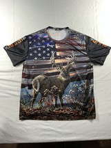 Felex Men T Shirt Size 2XL Patriotic Deer Hunting Bow Hunting Print Made... - £13.29 GBP