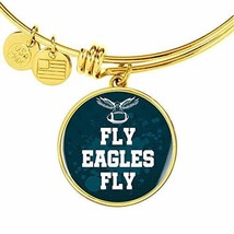 Express Your Love Gifts Fly Eagles Fly Philadelphia Football Engraved 18k Gold C - £44.26 GBP