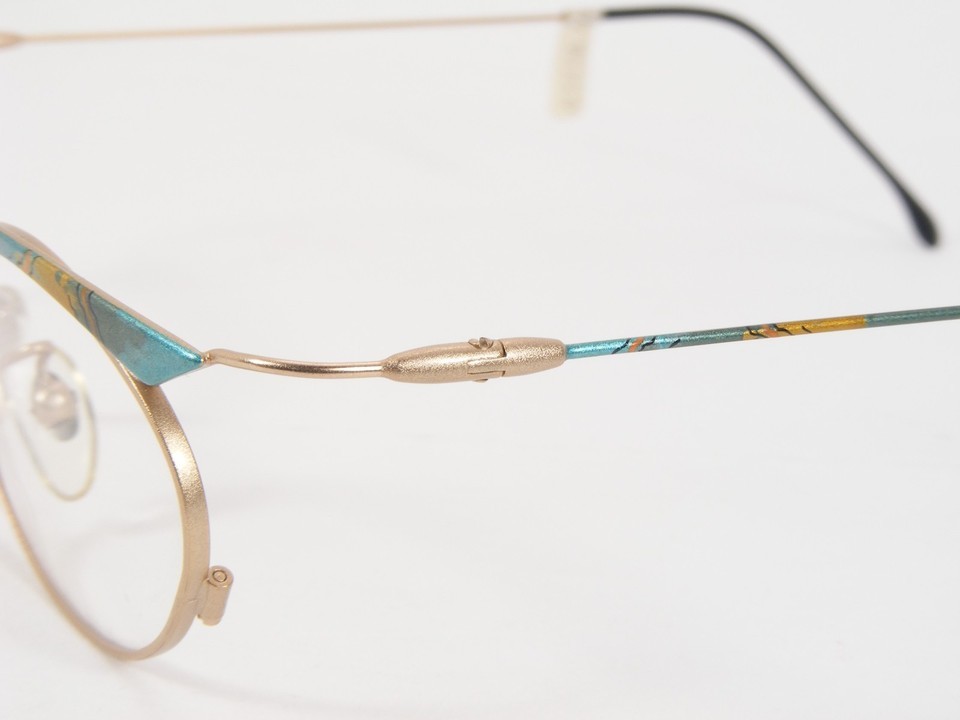 Vintage Pale Gold /Turquoise / MULTICOLOR UNIQUE RARE EYEGLASSES FRAME 46-20-140 Item image 7
