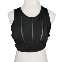 Good American Mixed Mesh Athletic Crop Top Black Size 3/Large Tank Sleev... - $15.18