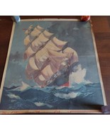 Worden Wood Vintage Newspaper Print Art Clipper Ship 15.75x14.25 Boat Ocean - £36.57 GBP