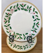 Lenox Holiday Dimension Gold Set of 2 Dinner Plates Holly Berries Christ... - £52.30 GBP