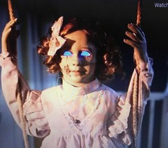 Animated Swinging Decrepit Doll Scary Speaking Girl Haunted House Halloween Prop - £155.23 GBP