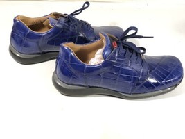 Slick Exotica Alligator Leder Sneakers Blau Saxon Größe 9 IN Spanien Hergestellt - £235.36 GBP