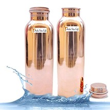 1150ml / 38.89oz - Set of 2 - Prisha India Craft Pure Copper Water Bottl... - £35.52 GBP