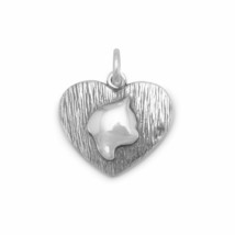 Oxidized Cat Silhouette Heart Pendant Charm 925 Sterling Silver Men Women&#39;s Gift - £20.29 GBP