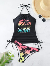 Coconut Ombre Sunset Letter Print Drawstring Backless 2 Piece Set Size XXL - £13.86 GBP