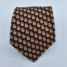 Necktie Mens Vintage Arrow Burgundy Tan Squared Neck Tie 58 X 4, 100% Silk - £8.08 GBP