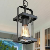 Uolfin Rhett Modern Pendant Lantern Outdoor Hanging 1-Light Rustic Black... - £57.68 GBP