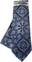 Stacy Adams Men&#39;s Tie Hanky Set Royal Blue Powder Blue Silver Floral 3.25&quot; Wide - £17.53 GBP