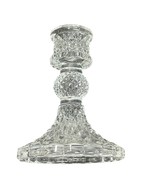 Crystal Candle Holder 4” Diamond Cut Pressed Glass Taper Candlestick Vtg... - $19.79