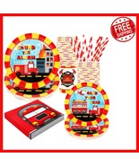 Firetruck Birthday Party Supplies Set for 24 Guests - Complete Disposabl... - $681.15 MXN