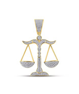Diamond Libra Scales of Justice Charm 10k Yellow Gold Mens Pendant 3/8 Cttw - $12,795.71 MXN