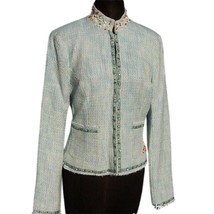 Cache Boucle Tweed Top Jacket Lined Embellished Beads Sequins Stones $19... - £61.27 GBP