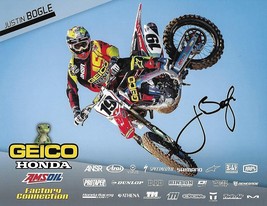  Justin Bogle supercross motocross signed autographed honda 9x12 Photo Card COA - £50.25 GBP