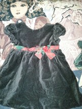 George Holiday Christmas Dress  Black Velvet Plaid Bow  size 24 months - £22.15 GBP