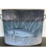 Metal Tin Divided Oval Bucket Bin Organizer Decor Planter Painted Salmon... - $65.00