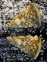 2 Gold Renaissance Baroque style WALL Art BRACKET Shelf Corbel ROSEFLORA... - $152.46