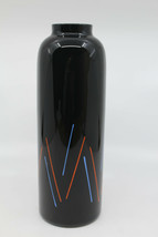 Ikea Sweden Mouth Blown Hand Painted Glass Vase Black Made in Czechoslovakia - £45.21 GBP