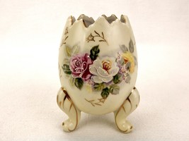 Hatched Egg Porcelain Vase, 3-Footed, Inarco E-116/M, Floral Art, Vintage 1962 - £23.66 GBP