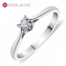 Moissanite 0.3ct 4mm Round Cut Blue/Pink/EF 925 Silver Ring Diamond Test Passed  - £43.30 GBP