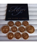 Hickey Freeman Gold Blazer Buttons 10 2-Large 8 Small Crown - $42.95