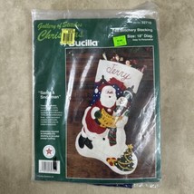 Vintage Bucilla Gallery of Stitches Santa and Snowman 18 Inch Stocking Kit 32710 - £16.45 GBP