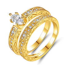 Crystal & Cubic Zirconia Pear-Cut Ring & Ornate Band - $13.99