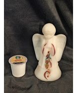 1995 Fenton Art Glass White Satin Christmas Angel Wing Golden Pinecones 6&quot; - €26,82 EUR