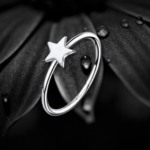 925 Sterling Silver Single Polished Star Nose Stud 0.6mm (22G) Body Jewe... - $8.81