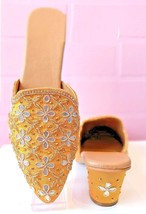 Womens Flats wedge heels trendy motif embroidery mules Star US Size 5-10... - $36.16