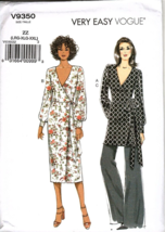 Very Easy Vogue V9350 Misses L to XXL Wrap Dress, Tunic and Pants Sewing Pattern - £16.03 GBP