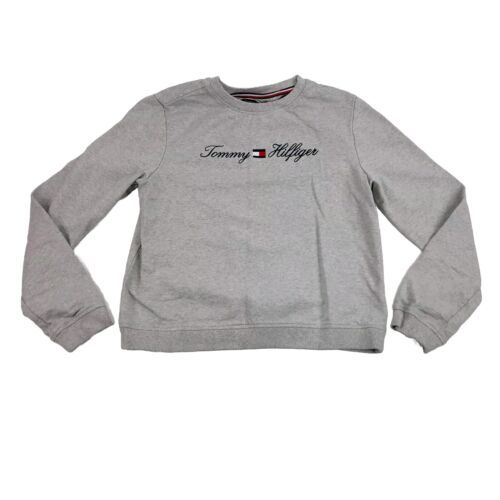 Tommy Hilfiger Sweatshirt Spellout Embroidered Grey XL (16)  - $25.73