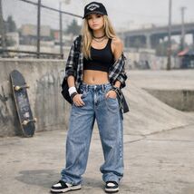 Hollister Y2K Style Low-Rise Baggy Jeans W24 Short Skater Street Denim - $29.99