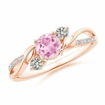 ANGARA Pink Tourmaline and Diamond Twisted Vine Ring for Women in 14K Solid Gold - £559.14 GBP