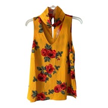 DNA Couture Yellow Floral Sleeveless Blouse – Women’s Size L New with Sp... - $17.10