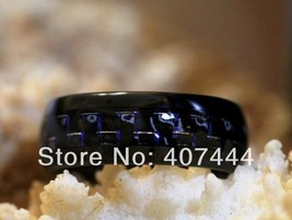  shipping ygk jewelry hot sales 8mm black blue carbon fiber his her black dome tungsten thumb200