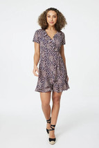 IZABEL LONDON Printed Ruffle Front Wrap Dress  UK 16    (fm85-15) - £20.02 GBP