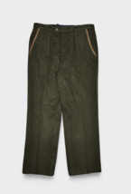 Vintage Wool Pants Mens 34x28 Green Heavyweight Hunting Trousers Pleated - £27.56 GBP