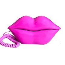 Corded Lips Telephones Land Line Rose Pink Home Telephones Sexy Mouth Shape Wire - £25.81 GBP