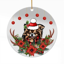 Funny Brown Chihuahua Dog Wreath Christmas Ornament Acrylic Deer Anlters Gift - £13.47 GBP