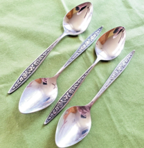 Ekco Eterna Stainless 4 Soup Spoons Santiago Pattern Black Accent - £11.75 GBP