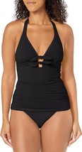 Profile By Gottex Dandy Halter Tankini TOP ONLY size 12 Black - £22.01 GBP