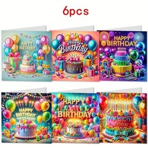6pcs Happy Birthday  with Colorful Balloons Greeting Cards  Jewel Art CO... - $478.42 MXN